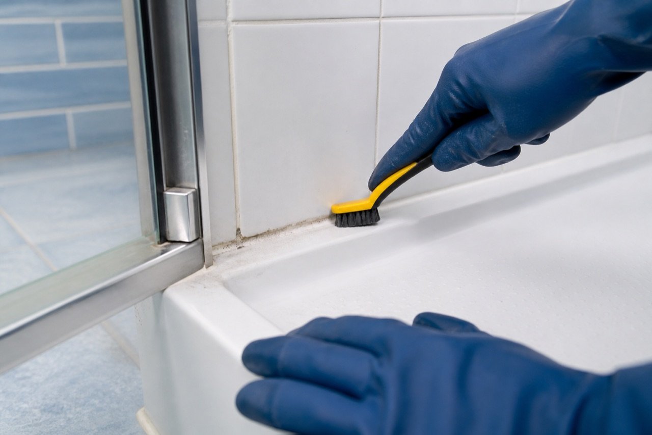 Concept image illustrating tile & grout cleaning